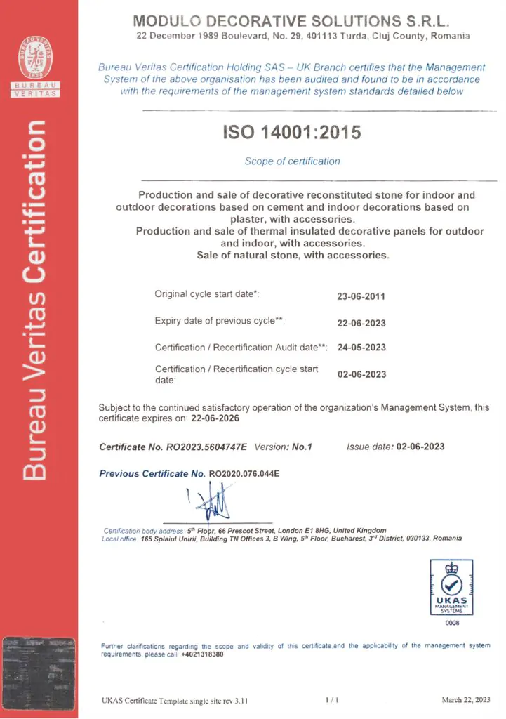 Certificato ISO 14001