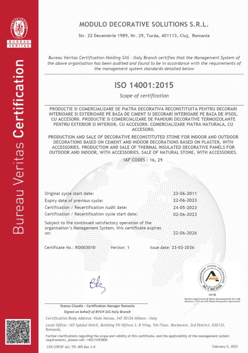Certificato ISO 14001