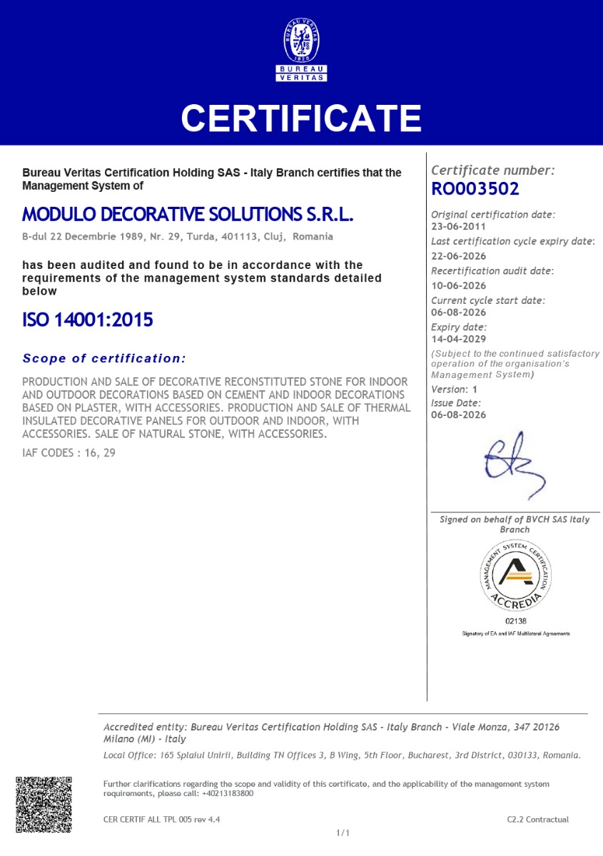 Certificato ISO 14001
