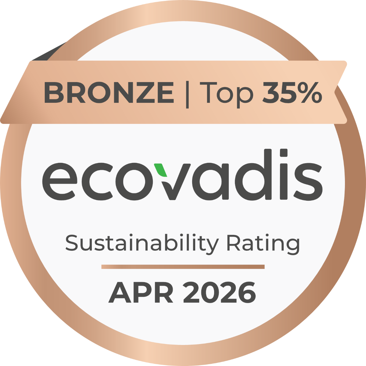 Medaglia di bronzo EcoVadis aprile 2026